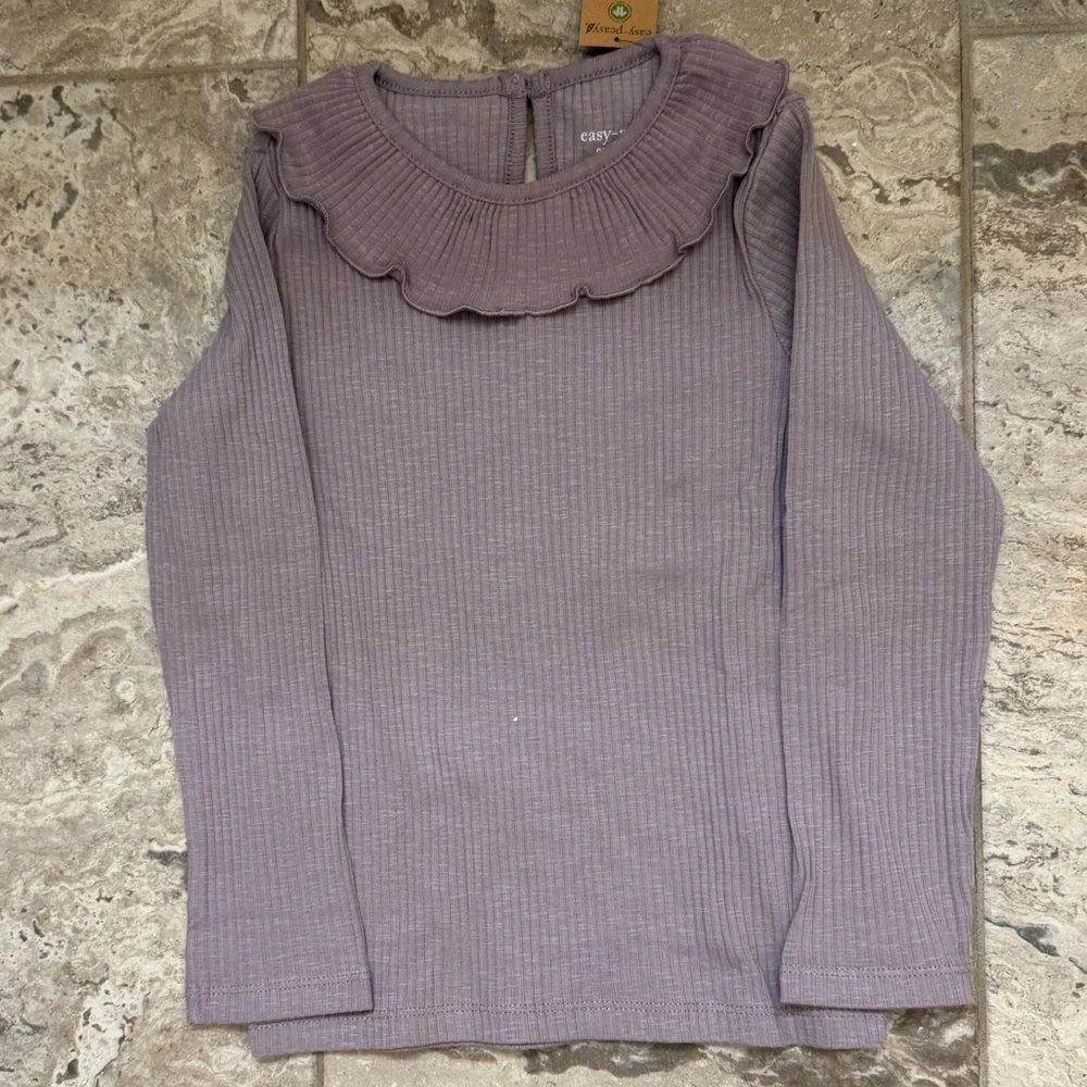 NWT Size 5T Easy-Peasy Long Sleeve Rib Ruffle Collar Top purple